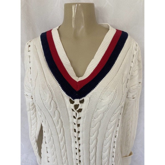 Alexander Wang Cricket Cable Knit Pullover Flights Lace Up Sweater White… - Picture 5 of 16